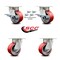 Service Caster 4 Inch Kingpinless Red Poly on Steel Wheel Caster Swivel Locks 2 Brakes, 4PK SCC-KP30S420-PUR-RS-SLB-BSL-2-BSL-2 - alternate 2